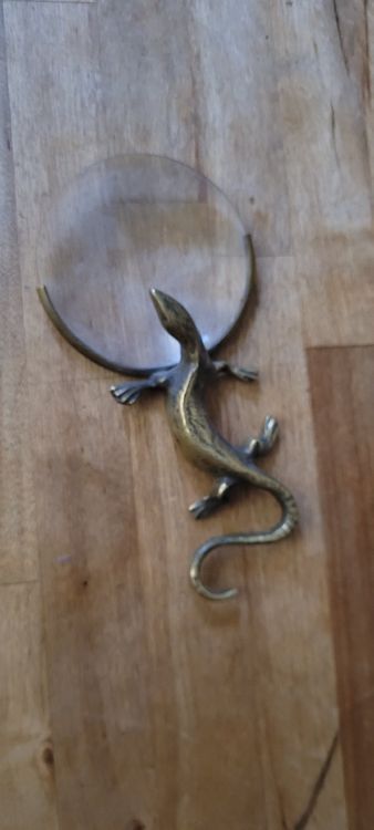 Figurine Lézard Vintage En Laiton Doré - Sculpture Animalière 13,5 Cm - Made In France