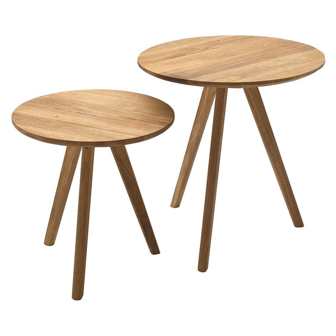 Set di tavolo e panche: Beistelltische 2er Set Eiche geölt – Nuovo e nell'imballaggio originale da Kriens venduto da Mikado-Geschenke 2