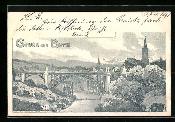 Cartes postales: AK Bern, Brücke mit Ortspartie, 1908 – D'occasion à Berlin par bartko-reher