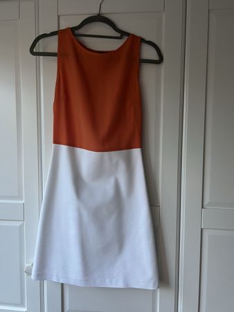 Sommerkleid orange-weiss, Grösse XS