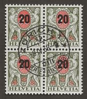 Schweiz Viererblock Portomarke 52  gestempelt  Katalog 40.-
