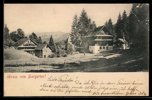 Cartoline postali: AK Morgarten, Ortsansicht mit Häusern und Kirche – Usato da Berlin venduto da bartko-reher