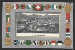 Chiasso Teilansicht Prägekarte mit Wappen