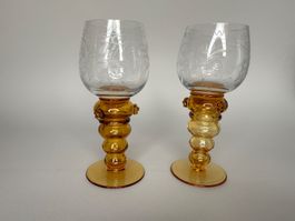 Theresienthal Weingläser Römer Vogelmotiv 60er Vintage