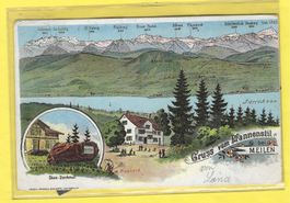 01.4.1902 Litho in 2-Bildern "Gruss vom Pfannstil" ob Meilen