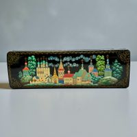 Boîte à bijoux laque peinte à la main Palekh Rostov Kremlin