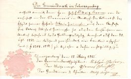 Brief Gemeinderath Schwarzenberg mit Gemeindesiegel 1865
