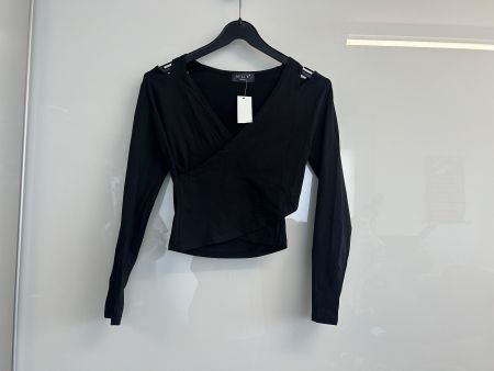 Wickelshirt Shirt Langarm schwarz bauchfrei Gr S NEU
