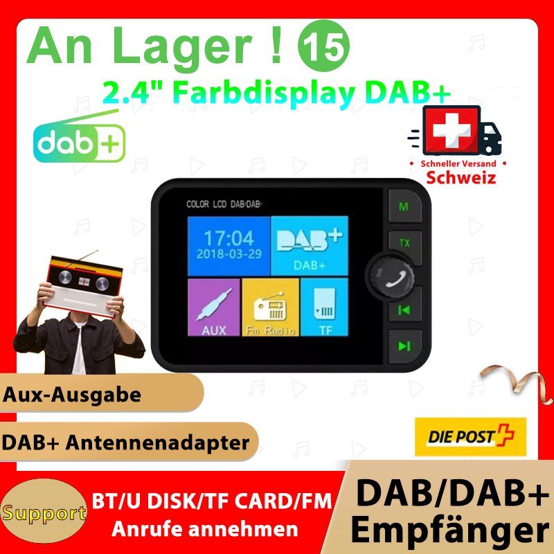 Radios: Universal DAB+ Adapter 2,4" LCD Bluetooth FM AUX – Neuf avec emballage d'origine à Malans GR par BUYBEST-Schweiz