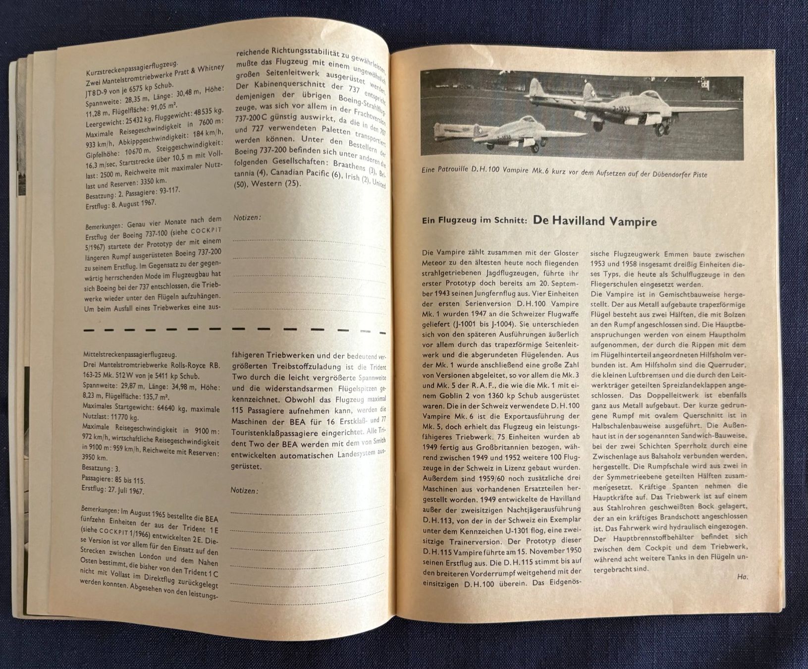 Riviste & Magazine: COCKPIT DIE LUFTFAHRTZEITSCHRIFT NOVEMBER 1967 – Usato da Ostermundigen venduto da wini63 9