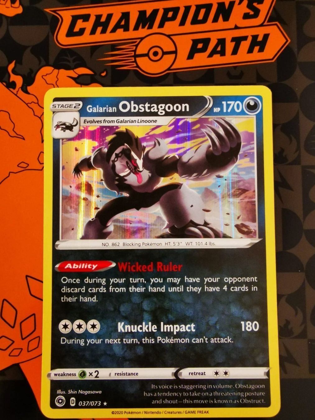 Schede telefoniche: Galarian Obstagoon 37/73 Champs Path HOL – Nuovo (secondo la descrizione) da Opfikon venduto da Yoshis_World