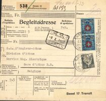 1933: Begleitadresse mit 3.80 Frankatur nach Belgien