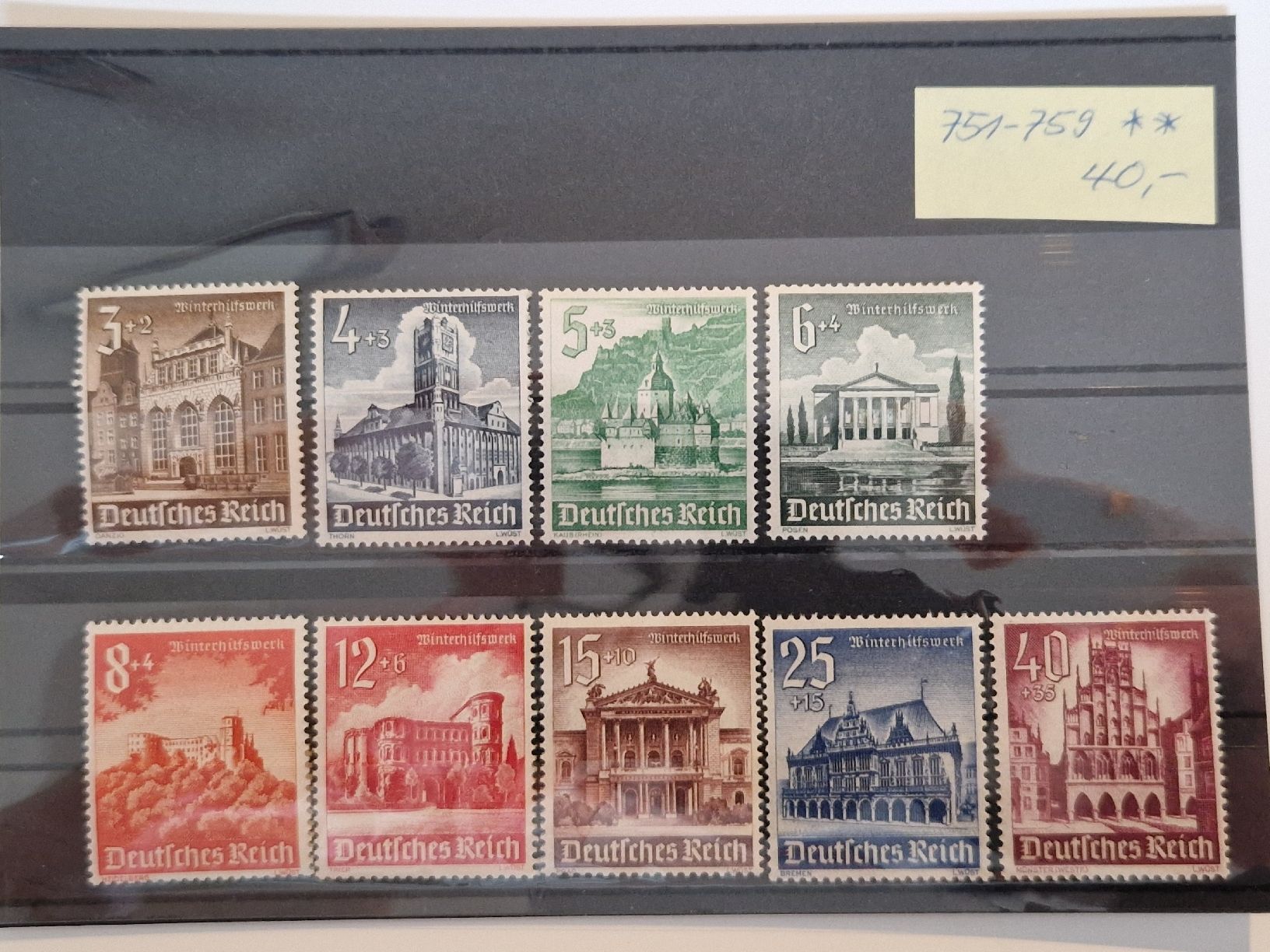 Alle Briefmarken: Deutsches Reich POSTFRISCH Mi 751 - 759 – Neu (gemäss Beschreibung) aus St. Gallen von Enrico_SG