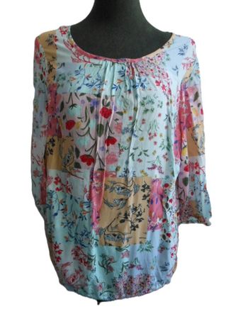 Gr. 44 46 Tunika weiss mit Blumen Viskose s.Masse