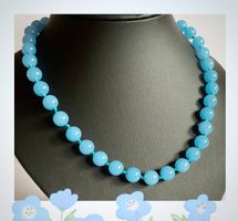 SALE HANDMADE HALSKETTE KETTE SYNTHETISCHER QUARZ BLAU