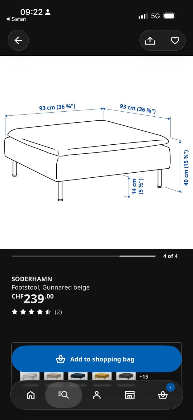 Ikea Sofas: Footstool Ikea Söderhamn – Gebraucht aus Zürich von lau_27fq