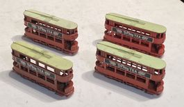 4 x London E1 Tram “Ty-Phoo Tea” aus Druckguss (1985)