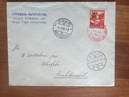 1934 Julier Passfahrt verschoben div. Stempel  (V986)