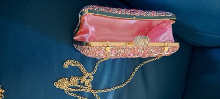 Pinkrosa Abendhandtasche mit Pailletten