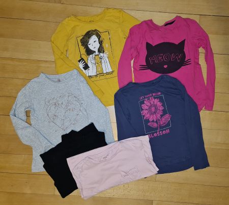 6 Kinder Langarmshirts verschiedene Motive Grösse 146-152