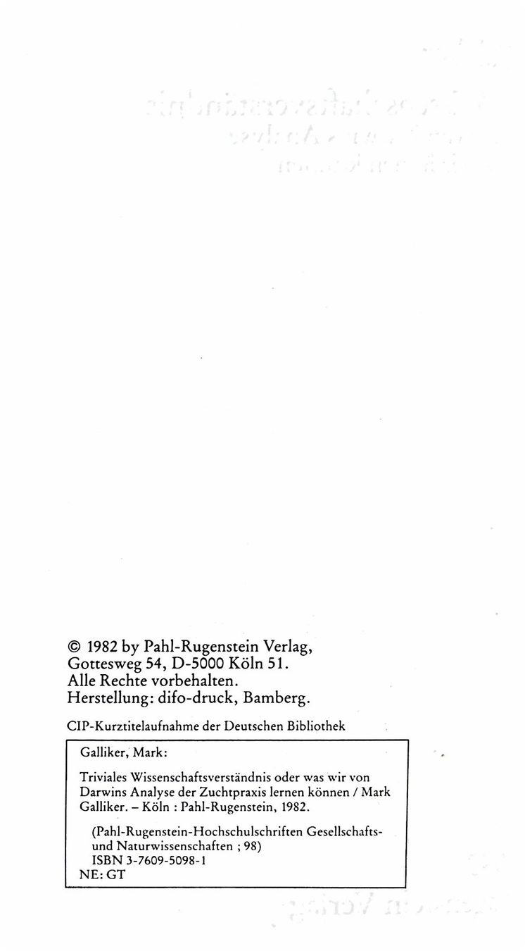 Bücher: Triviales Wissenschaftsverständnis – Gebraucht aus Sarnen von Livres 1