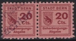 20 Cts. Fiskalmarken Paar von BERN - Beherbergungs-Abgabe
