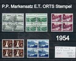 P.P. Markensatz 1954 viererblock mit Orts E.T. Stempel