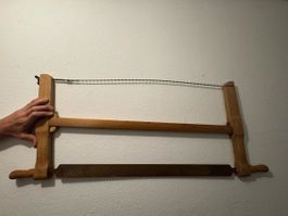 Alte Zweimannsäge / Zugsäge (Schrotsäge) aus Holz – guter Zu