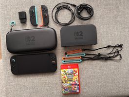 Nintendo Switch 2 Bundle – Neuwertig mit 4 Joy-Cons & Mario