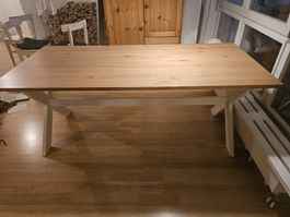 Edler Holztisch natur weiss braun
