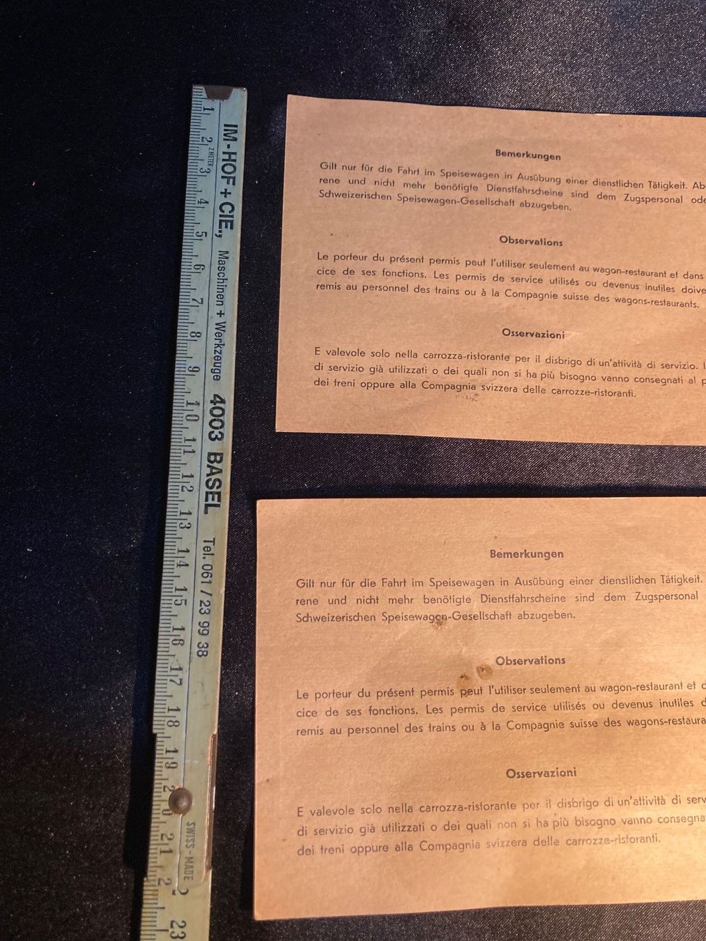 SBB/CFF/FFS Documenti: CFF SBB Permis de service wagon restaurant Speisewagen – Usato da St-Cierges venduto da LeRegain 3