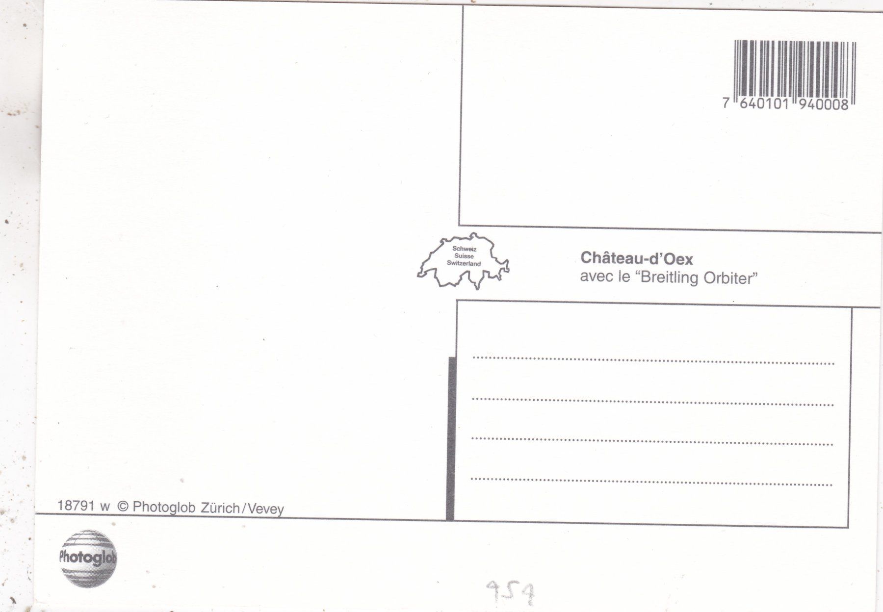 Cartoline postali: Château d' Oex mit Breitling Orbiter – Usato da Herisau venduto da Lisegrat2008 1