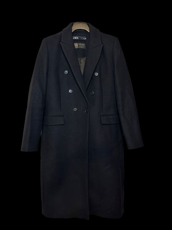 zara mantel schwarz weiß