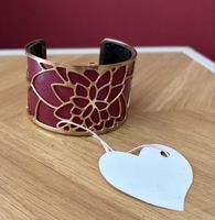 Bracelet manchette Les Georgettes cuir rouge doré