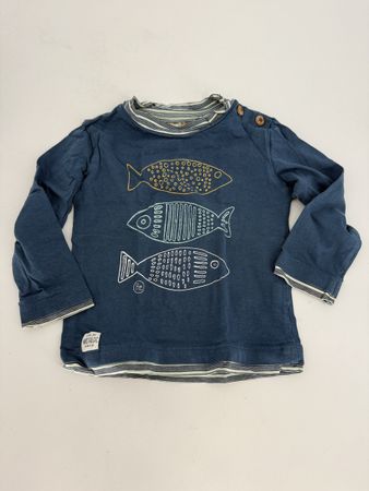 Langarmshirt/ Shirt Gr. 80 von Reserved mit Fischmotiv 