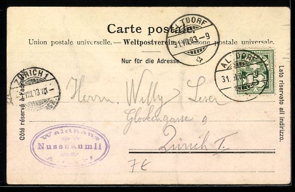 Cartoline postali: AK Altdorf, Teilansicht mit Kirche, 1903 – Usato da Berlin venduto da bartko-reher 1