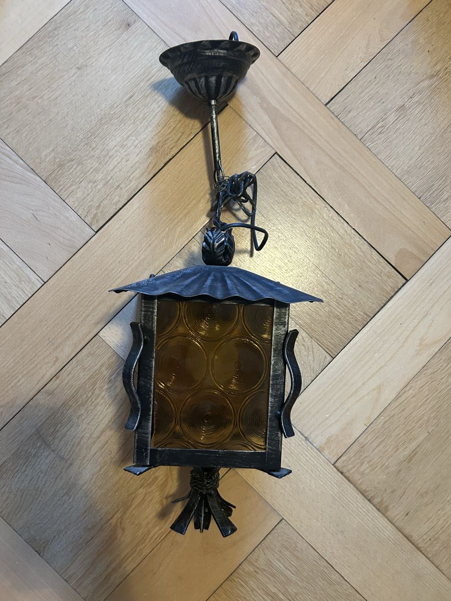 Lampade: Rustikale Hängelampe Schmiedeeisen Flaschenbodenglas – Usato da Zürich venduto da ann_9fv5 3