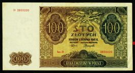 Polen 100 Zlotych 1941 Serie D SS++-VZ