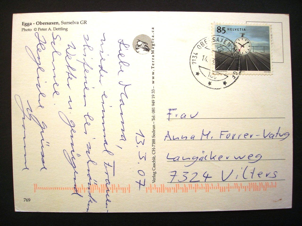Cartoline postali: EGGA OBERSAXEN Surselva GR - Auto – Usato da Jona venduto da philajona 1