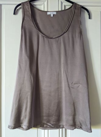REISS : Top vieux rose/taupe, devant en soie, L