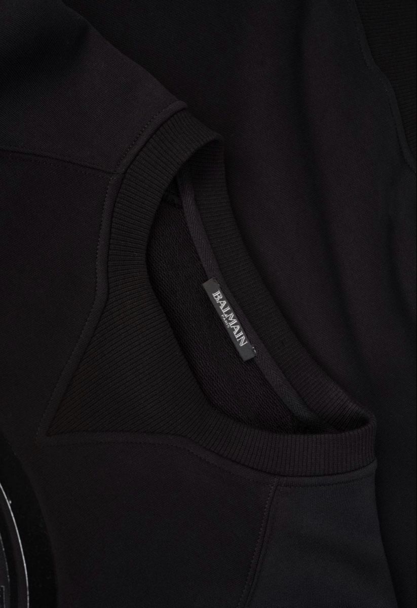 Balmain Maglioni & Felpe: Balmain Flocked Coin Crest Logo Sweatshirt Pulli Black – Usato da Münchenstein venduto da B771 5