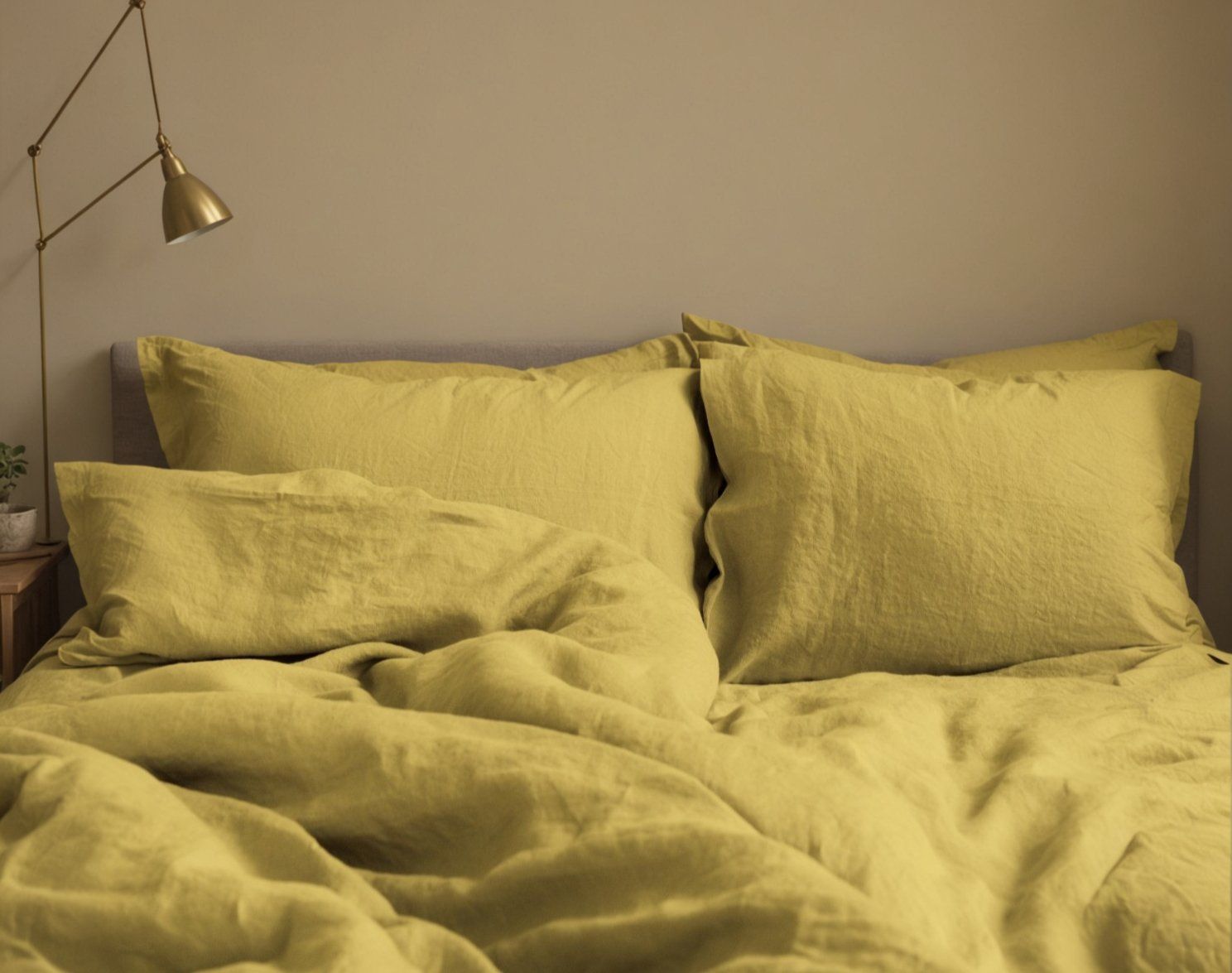 Biancheria da letto: Bettwäsche 100% Leinen Stonewashed 2-tlg Lemon- Curry – Nuovo e nell'imballaggio originale da Fällanden venduto da jlt_nf28 2