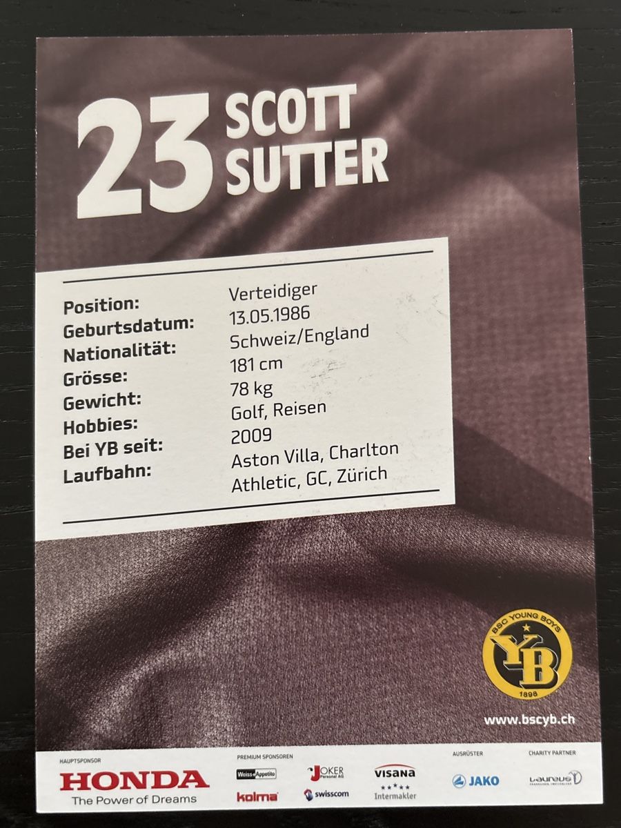 Autografi: Signierte Scott Sutter Karte YB – Nuovo (secondo la descrizione) da Uetendorf venduto da hoisle 1