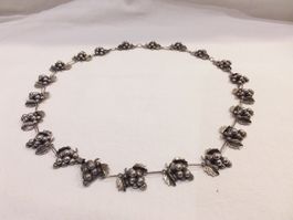 Long collier Vintage en argent 925 TEXACO signé raisins