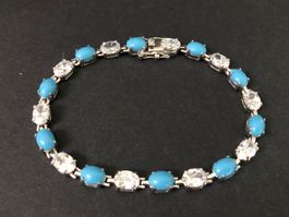 Silber Armband mit Zirkonia und Türkis 925