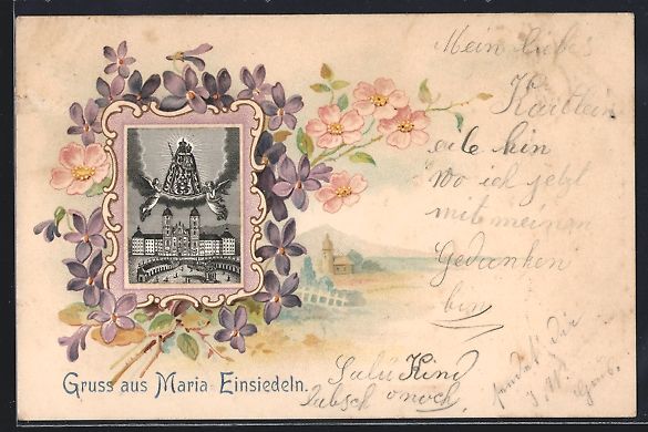 Cartoline postali: Litho Maria Einsiedeln, Kirche mit Gnade – Usato da Berlin venduto da bartko-reher