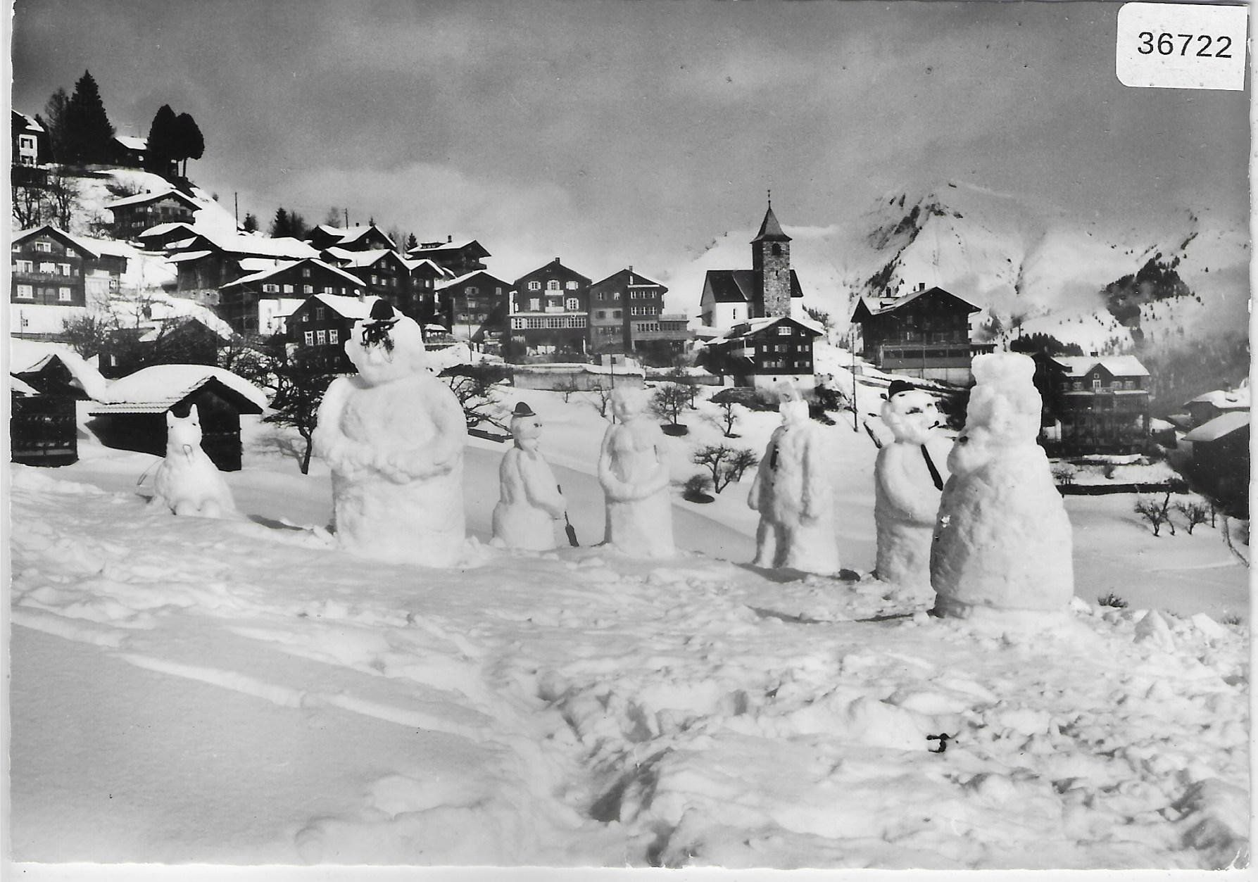 Ansichtskarten: Tschiertschen im Winter mit Schneemänner – Gebraucht aus Ettingen von Kartenplanet