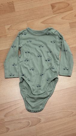 H&M Baby Body, Gr. 74, Langarm, Auto-Muster, Top Zustand