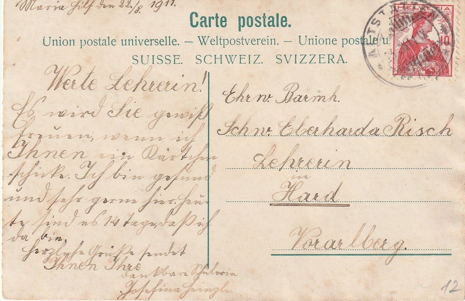 Cartoline postali: Mariahilf. Altstätten Rheintal – Usato da Bronschhofen venduto da Astore 1