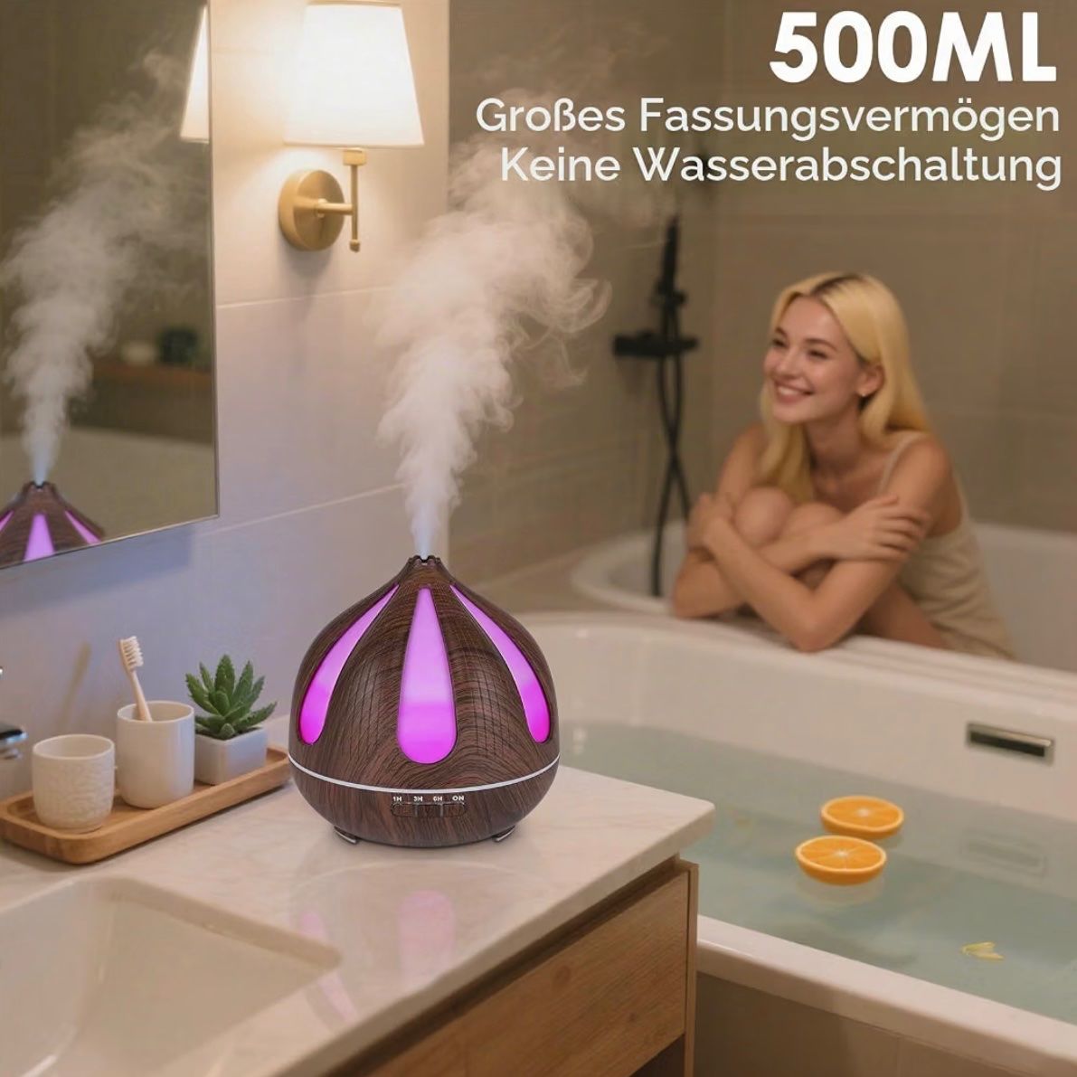 Diffusori di oli essenziali: Aroma Diffuser, 500ml braun, LED mit Fernbedienung – Nuovo e nell'imballaggio originale da Basel venduto da Seifehuesli 5
